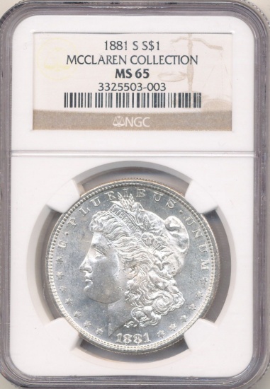 1881-S Morgan Silver $1 NGC Mcclaren Collection MS65