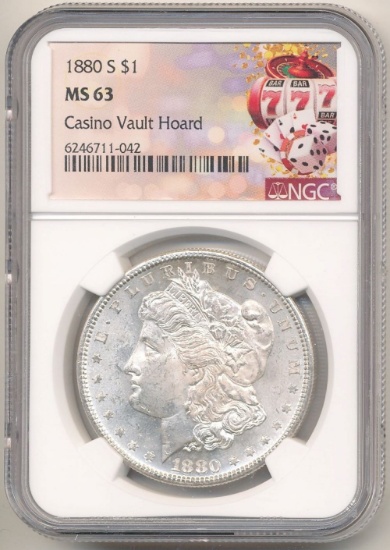 1880-S Morgan Silver Dollar NGC MS63 Casino Vault Hoard