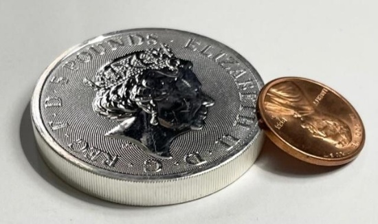 2021 White Greyhound of Richmond Queen's Beast 2 oz Silver Coin UK