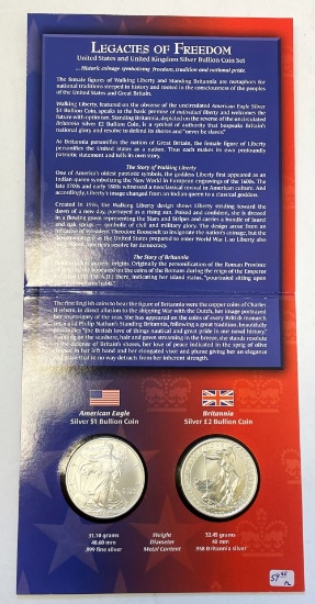 Legacies Of Freedom U.S. And U.K Silver Bullion Coin Set (2-coins)