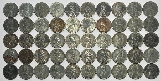 (50) 1943 Steel Lincoln Cents