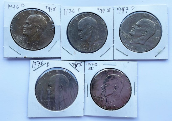 (5) High Grade IKE Dollars 1976-1977