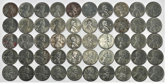 (50) 1943 Steel Lincoln Cents