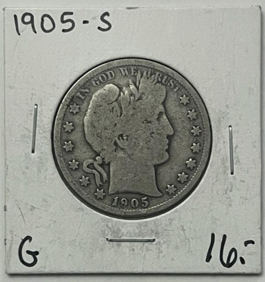 1905-S Barber Silver Half Dollar (Good Condition)