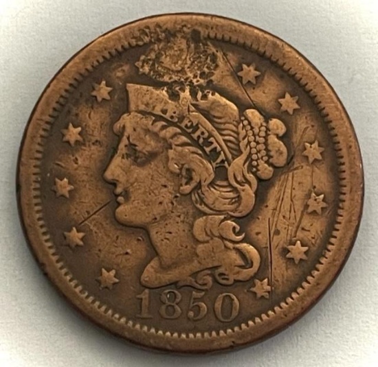 1850 Braided Hair Large Cent