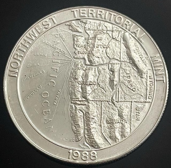 1988 Northwest Territorial Mint Silver Trade Unit 1 ozt Round