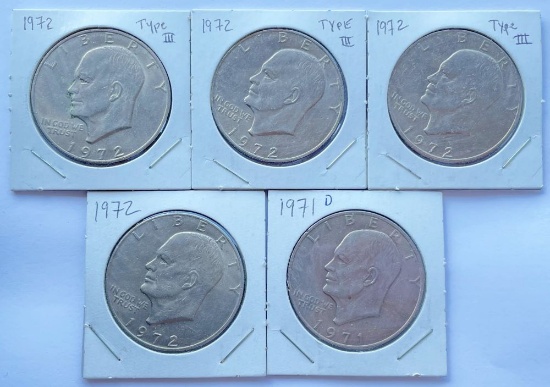 (5) 1971-1972 High Grade IKE Dollars