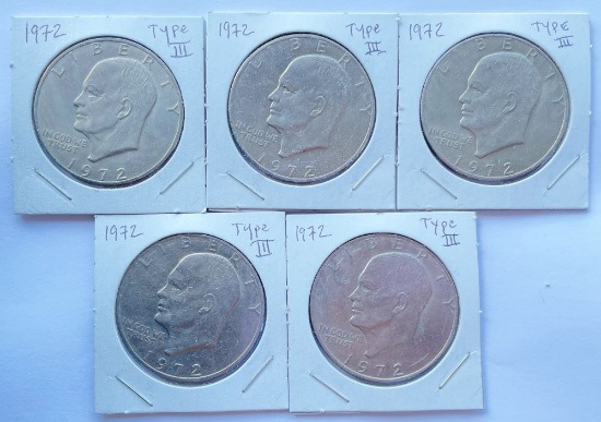 (5) 1972 High Grade IKE Dollars