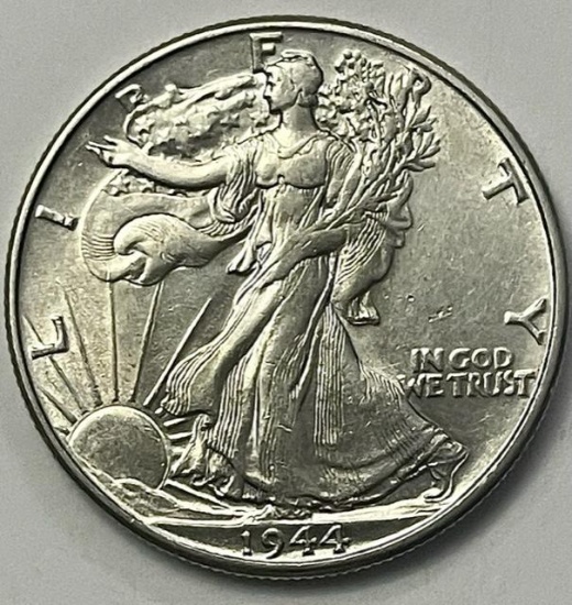 1944 Walking Liberty Silver Half Dollar AU 58