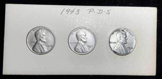 (3-coins) 1943-P/D/S Lincoln Cent