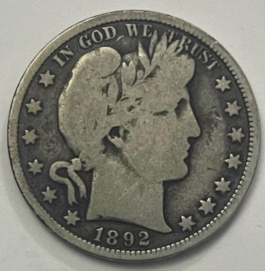 1892 Barber Silver Half Dollar