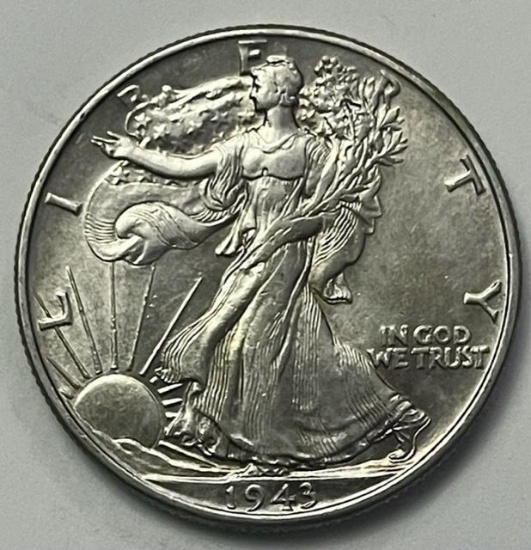 1943 Walking Liberty Silver Half Dollar AU 58