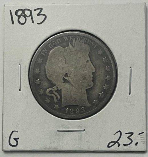 1893 Barber Silver Half Dollar (Good Condition)