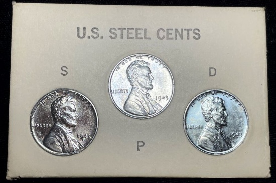(3-coins) 1943-S/P/D U.S. Steel Cents