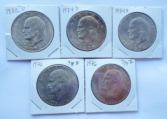 (5) 1972-1976 High Grade IKE Dollars