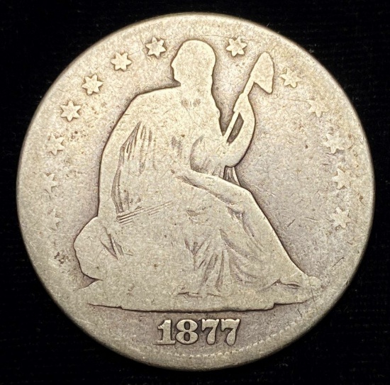 1877 Rare Seated Half-Dollar AG