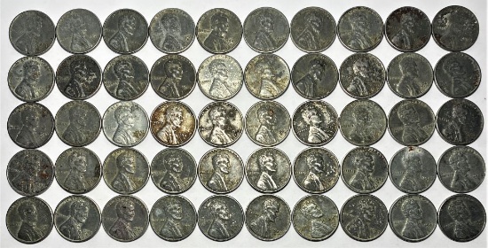 (50) 1943 Steel Lincoln Cents