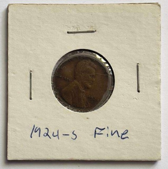 1924-S Lincoln Wheat Small Cent Fine