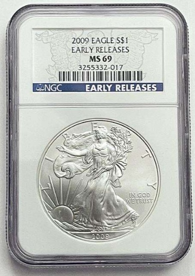 2009 American Silver Eagle .999 Fine NGC MS69 Early Releases