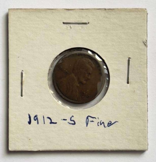 1912-S Lincoln Wheat Small Cent Fine