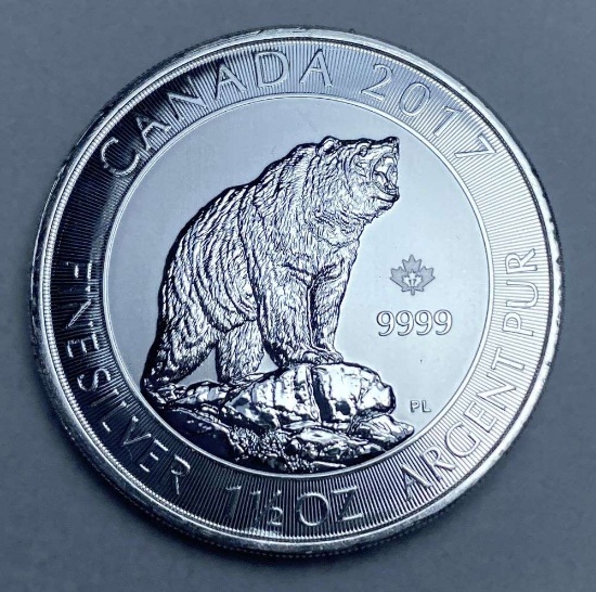 2017 Canada $8 Grizzly Bear 1 1â„2 ozt .9999 Silver