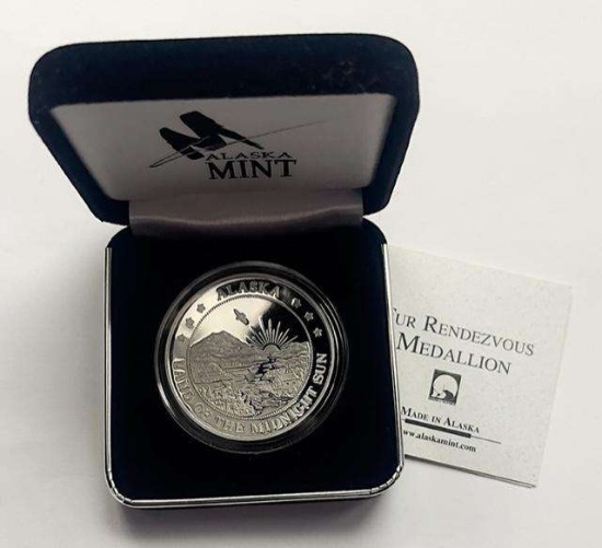 2014 Alaska Mint Fur Rendezvous Proof 1 ozt .999 Fine Silver Medal