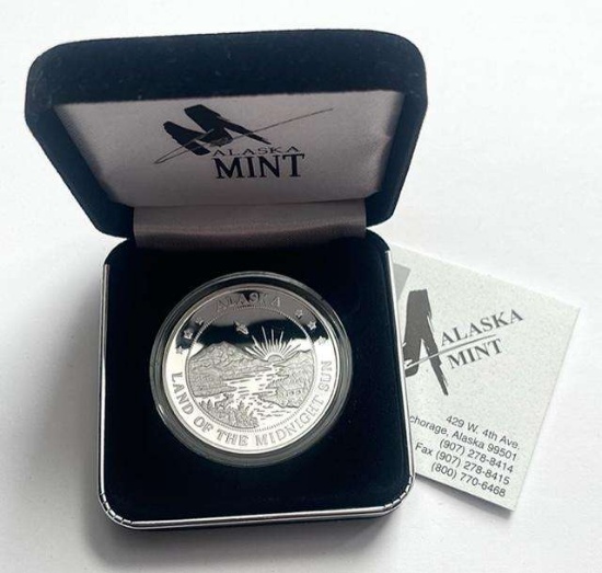 2015 Alaska Mint Fur Rendezvous Proof 1 ozt Silver Medallion