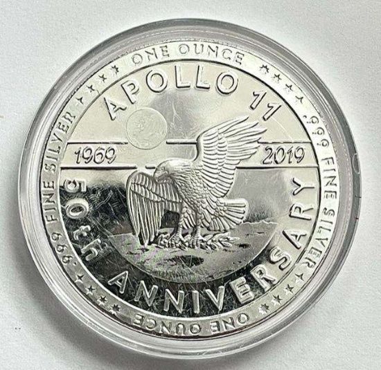 2019 Apollo 11 50th Anniversary 1 ozt .999 Fine Silver