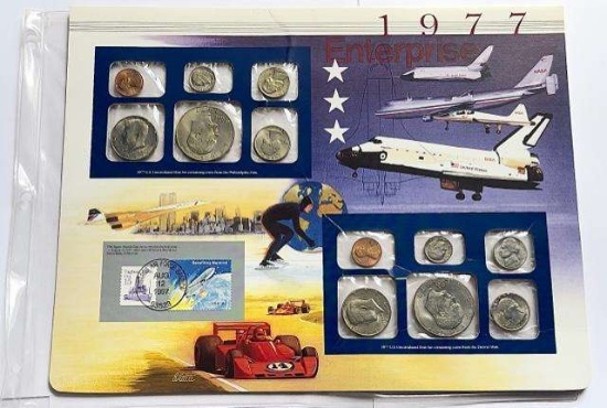 1977 U.S. Uncirculated Coin Mint Set Commemorative Collection Album Page (12-coins)