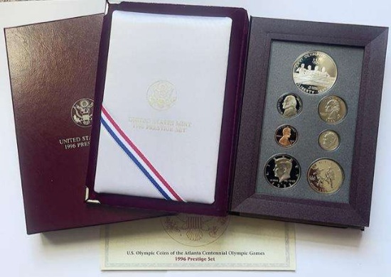 1996 U.S. Mint Olympics Silver Dollar Prestige Proof Set (7-coins)