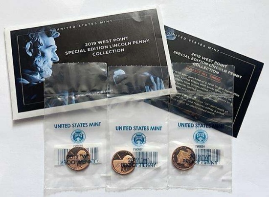 2019 U.S. Mint West Point Special Edition Proof Lincoln Penny Collection (3-coins)