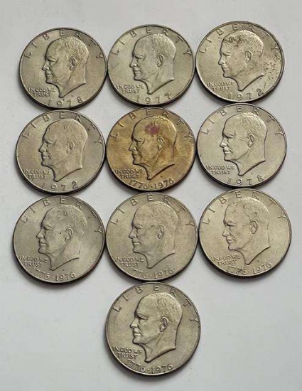 1972-1978 Eisenhower Dollars (10-coins)