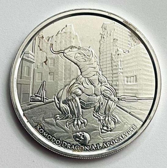 2022 Tokelau AI Apocalypse Komoto Dragon 1 ozt .999 Fine Silver $2 Coin