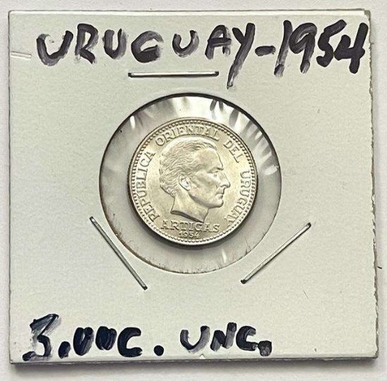 1954 Uruguay 20 Centesimos Silver Coin