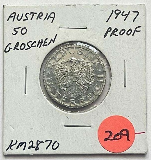 1947 Austria Proof 50 Groschen