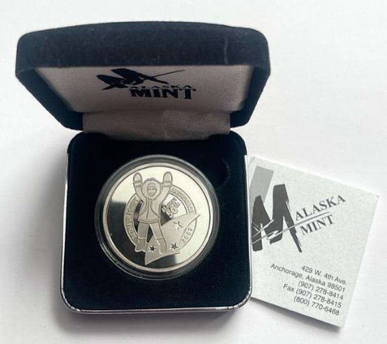 2009 Alaska Mint Fur Rendezvous Proof 1 ozt Silver Medallion
