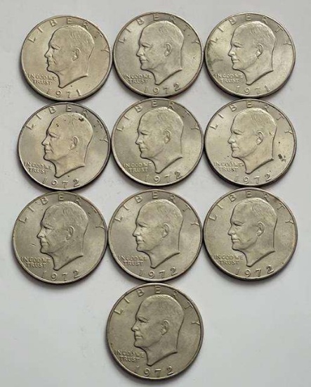 1971-1972 Eisenhower Dollars (10-coins)