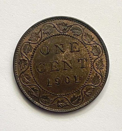 1901 Canada One Cent Coin AU