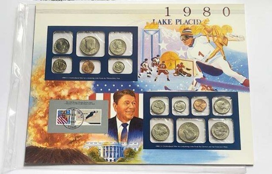 1980 U.S. Uncirculated Coin Mint Set Commemorative Collection Album Page (13-coins)