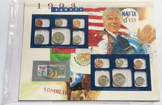 1993 U.S. Uncirculated Coin Mint Set Commemorative Collection Album Page (10-coins)
