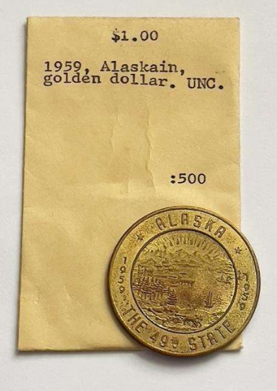 1959 Alaska 49th State Birthday Year Souvenir One Dollar Token