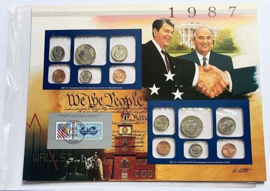 1973 U.S. Uncirculated Coin Mint Set Commemorative Collection Album Page (13-coins)
