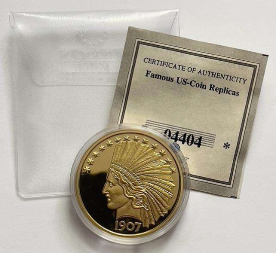 2006 American Mint 1907 Indian Head Eagle $10 Gold Plated Proof Replica