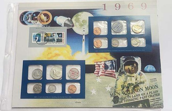 1969 U.S. Uncirculated Coin Mint Set Commemorative Collection Album Page (10-coins)