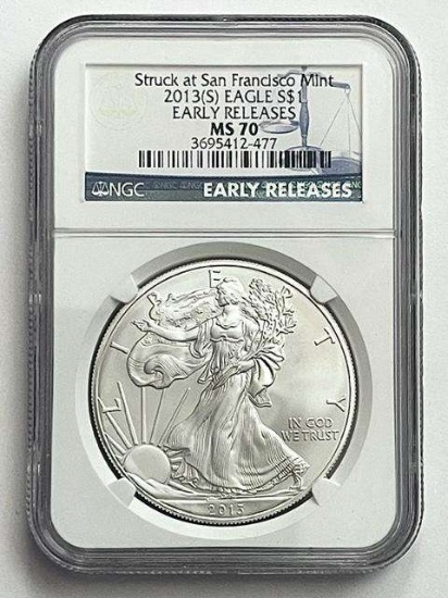 2013-S American Silver Eagle .999 Fine NGC MS70 Early Releases