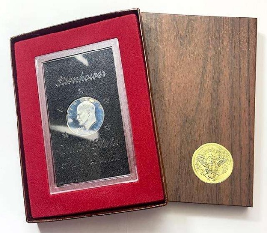 1971 Eisenhower Proof Silver Dollar in Brown Box
