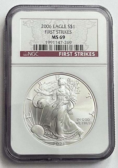 2006 American Silver Eagle .999 Fine NGC MS69 First Strikes