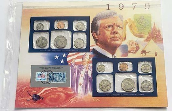 1979 U.S. Uncirculated Coin Mint Set Commemorative Collection Album Page (12-coins)