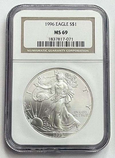 1996 American Silver Eagle .999 Fine NGC MS69