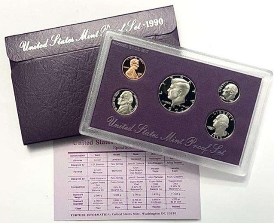 1990 U.S. Mint Proof Set (5-coins)